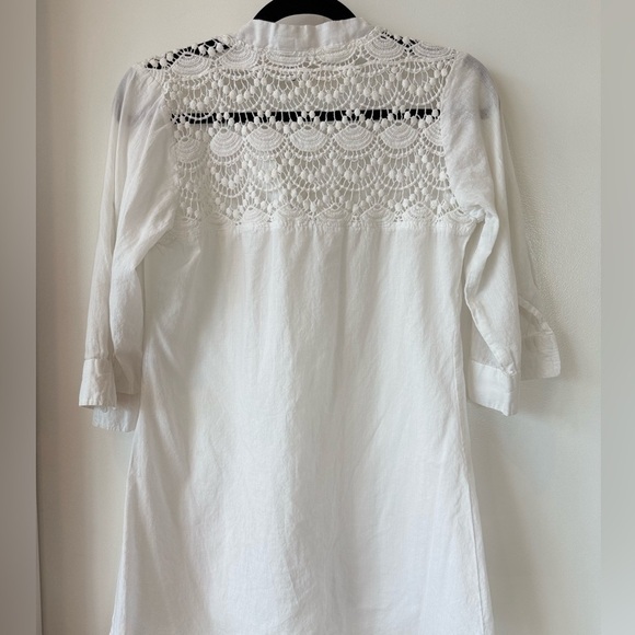 RAGA White V-Neck Swim Coverup with 3/4 Sleeves - Picture 2 of 4